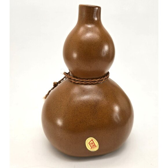 Vintage Japanese Brown Ceramic Gourd Sake Bottle With Kanji Calligraphy je205 - Picture 7 of 9